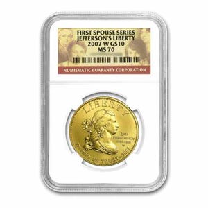 2007 $10 Thomas Jefferson's Liberty First Spouse MS70