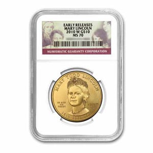 2010 $10 Mary Todd Lincoln First Spouse MS70