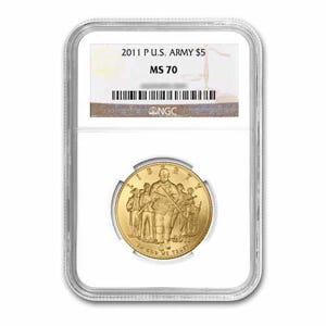 2011 $5 U.S. Army Commemorative MS70