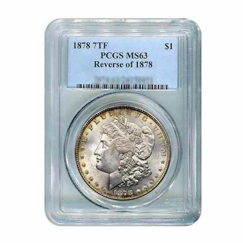 1878 Reverse $1 Morgan Silver Dollar 7 Tail Feather - PCGS MS63