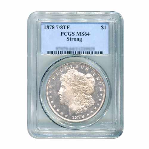 1878 $1 Morgan Silver Dollar 7/8 Tail Feather Strong PCGS MS64