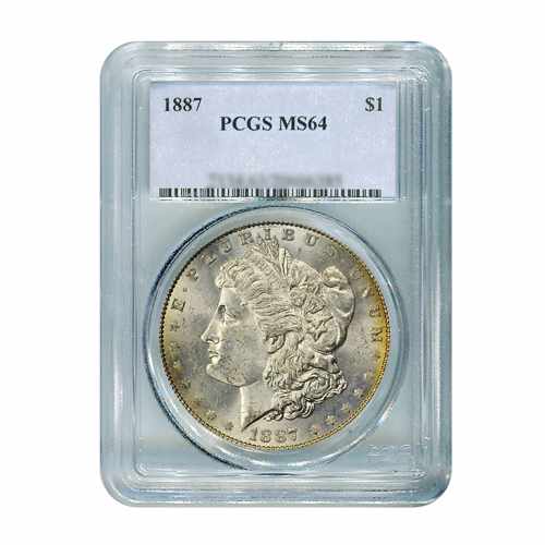 1887 $1 Morgan Silver Dollar - PCGS MS64