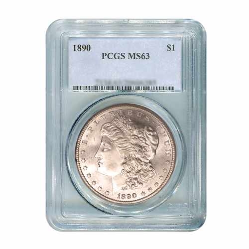 1890 $1 Morgan Silver Dollar - PCGS MS63