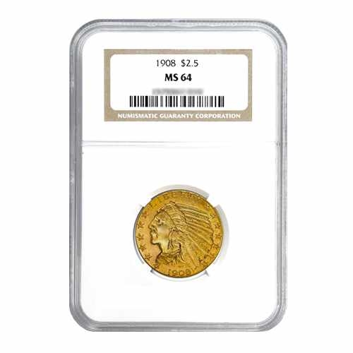 1908 $2.50 Indian Gold Quarter Eagle MS64