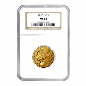 1910 $2.50 Indian Gold Quarter Eagle MS63