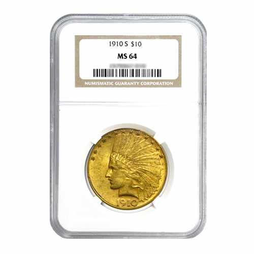 1910-S $10 Indian Gold Eagle MS64