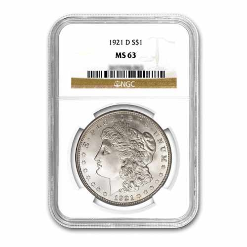 1921-D $1 Morgan Silver Dollar - NGC MS63