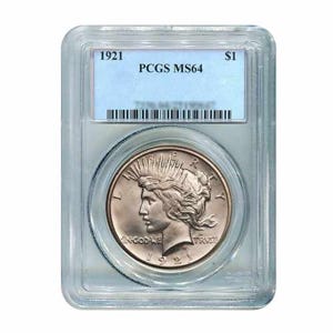 1921 Peace Silver Dollar - PCGS MS64 