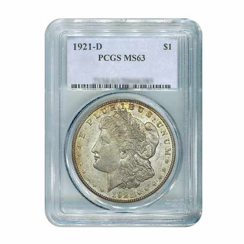 1921-D $1 Morgan Silver Dollar - PCGS MS63