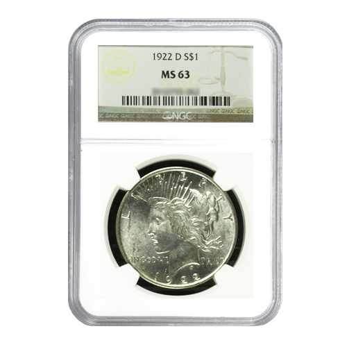 1922-D $1 Peace Silver Dollar - NGC MS63