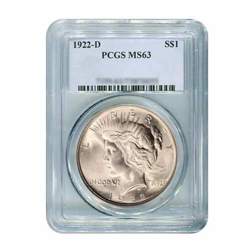 1922-D $1 Peace Silver Dollar - PCGS MS63