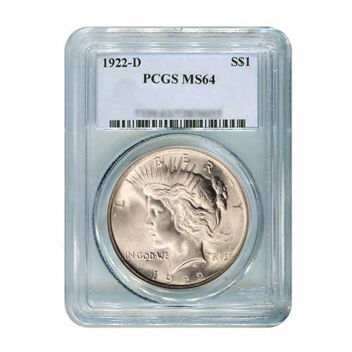 1922-D $1 Peace Silver Dollar - PCGS MS64