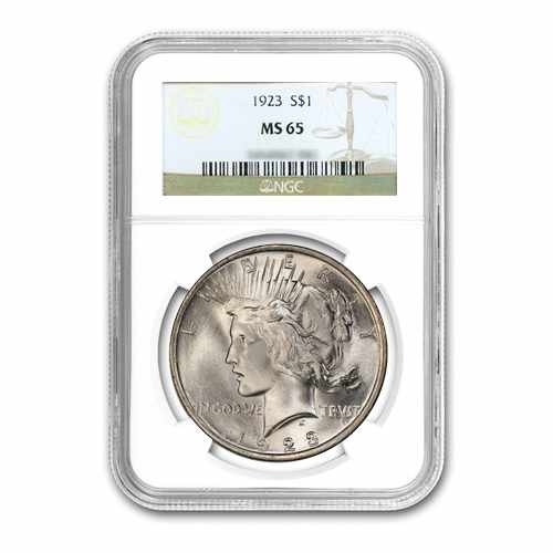 1923 $1 Peace Silver Dollar - MS65
