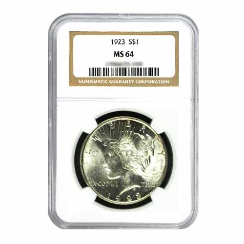 1923 $1 Peace Silver Dollar - NGC MS64