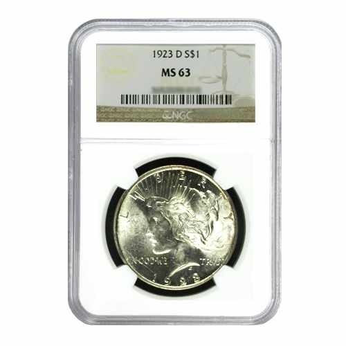 1923-D $1 Peace Silver Dollar - NGC MS63