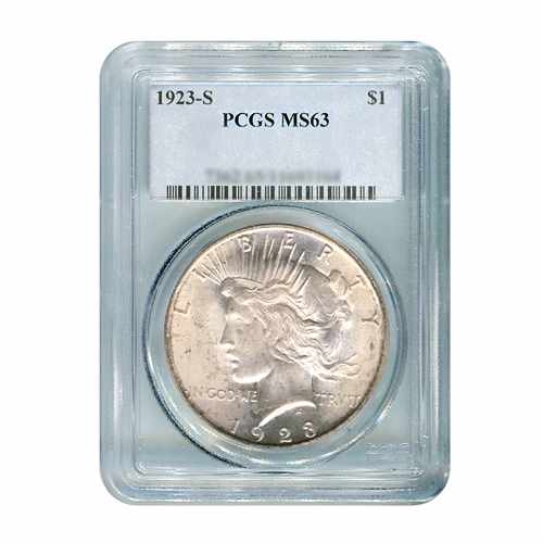 1923-S $1 Peace Silver Dollar - PCGS MS63