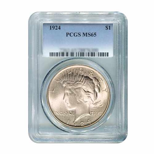 1924 $1 Peace Silver Dollar - PCGS MS65