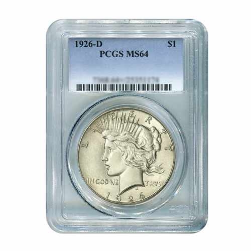 1926-D $1 Peace Silver Dollar - PCGS MS64