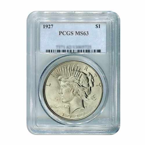 1927 $1 Peace Silver Dollar - PCGS MS63