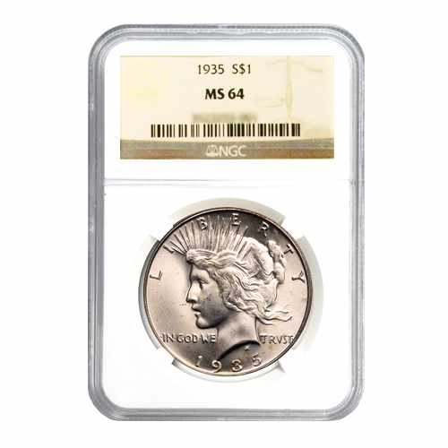 1935 $1 Peace Silver Dollar - NGC MS64