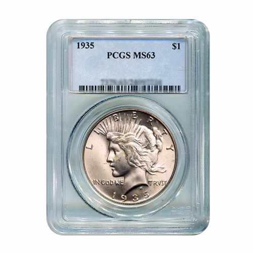 1935 $1 Peace Silver Dollar - PCGS MS63