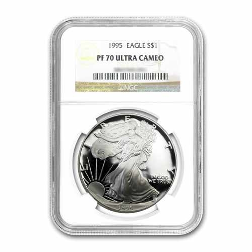 エミコページ　1819、1865 1995 $1 Silver American Eagle PF70