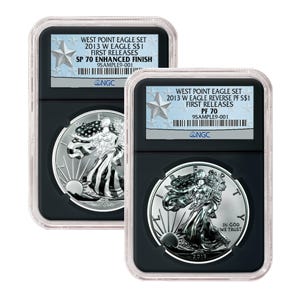 2013 American Eagle West Point Two-Coin Silver Set NGC MS70 / REV PF70 