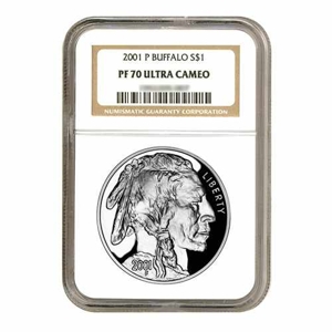 2001 $1 Silver American Buffalo PF70