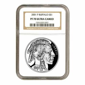 2001 $1 Silver American Buffalo PF70