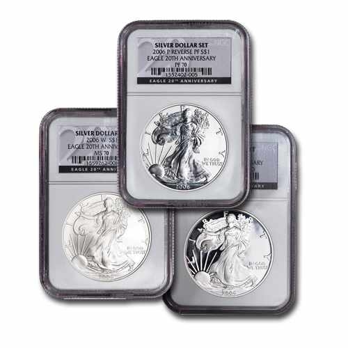 20th Anniversary Silver American Eagle 3-Coin | 2006 Mintage