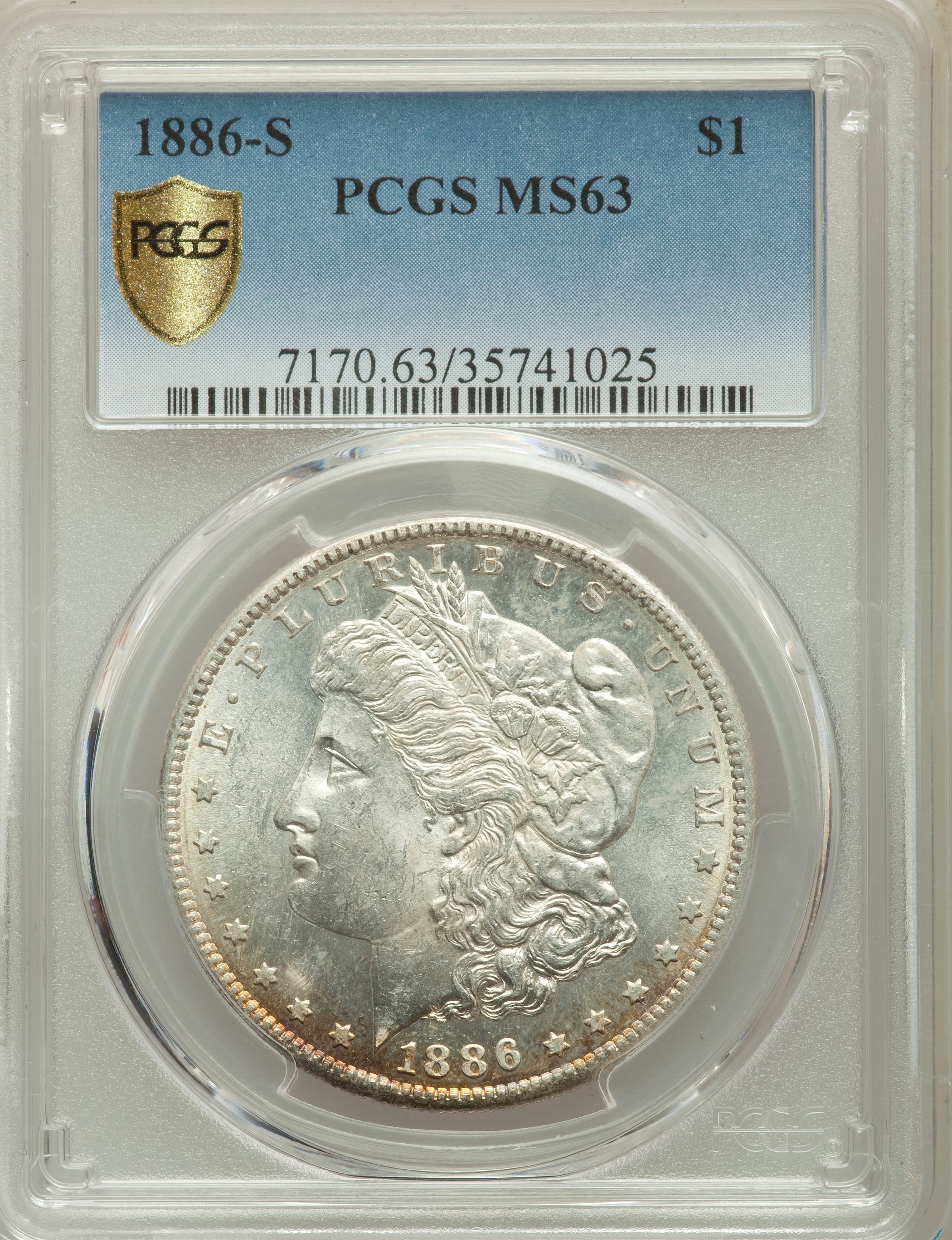 1886-S $1 Morgan Silver Dollar - PCGS MS63