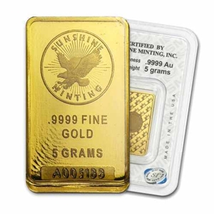 5 gram Sunshine Mint Gold Bar