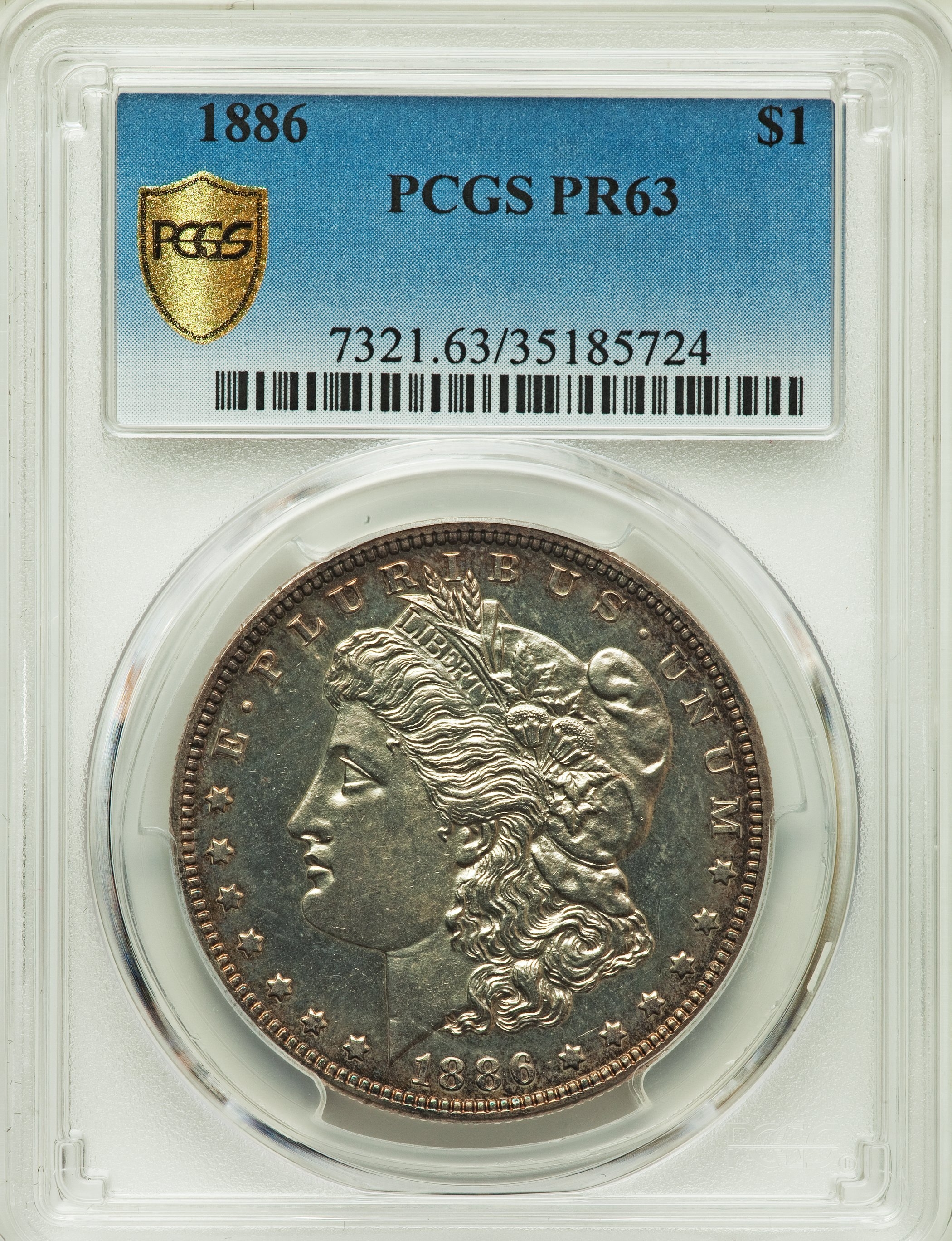 1886 $1 Morgan Silver Dollar - PCGS MS63