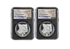 2023 1oz Silver Big 5 Leopard 2-coin Set Series 2 NGC PF70
