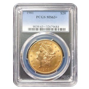 1901 $20 Liberty Gold Double Eagle PCGS MS63+
