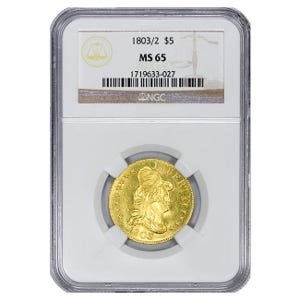 1803/2 $5 Capped Bust Gold Half Eagle NGC MS65