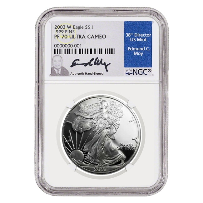 2003 W $1 1オンス プルーフ シルバー イーグル PR70 NGC ジョン