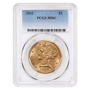 1903 $5 Liberty Gold Half Eagle PCGS MS61