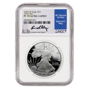 2005 $1 Silver American Eagle PF70