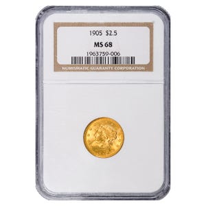 1905 $2.50 Liberty Gold Quarter Eagle NGC MS68