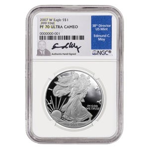 2007 $1 Silver American Eagle PF70