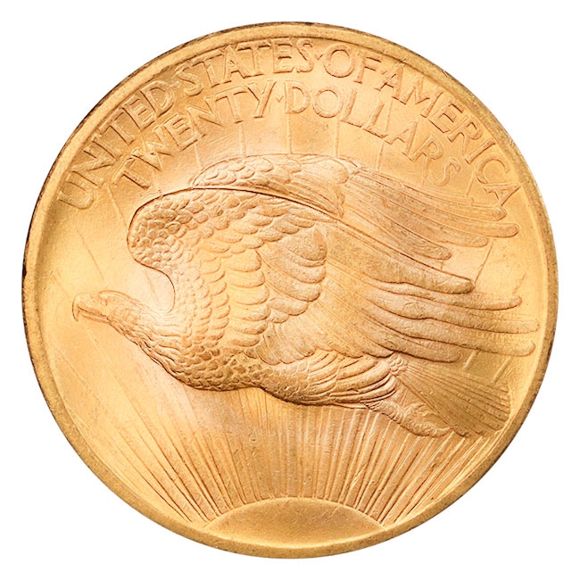 1907 $20 Saint Gaudens No Motto Ed Moy NGC MS65