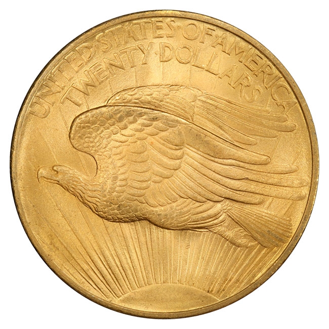 1908 $20 Saint Gaudens No Motto NGC MS66