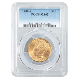 1908-S $10 Indian Gold Eagle PCGS MS63