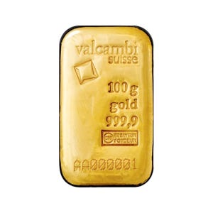 100 gram Gold Valcambi Cast Bar