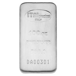 100 oz Silver Italpreziosi Cast Bar 