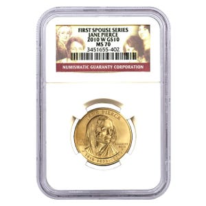 2010 $10 Jane Pierce First Spouse MS70