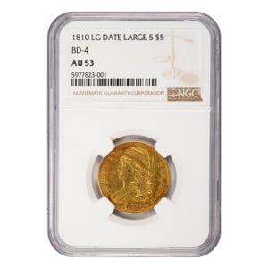 1810 $5 Capped Bust Half Eagle Large Date 5 NGC AU53