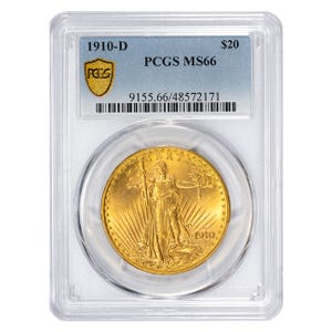 1910-D $20 Saint Gaudens PCGS MS66