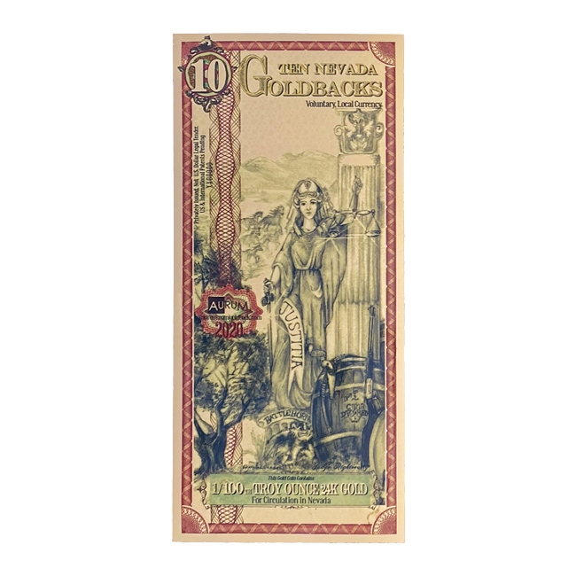 10 Nevada Goldback - Aurum Gold Foil Note (24k)